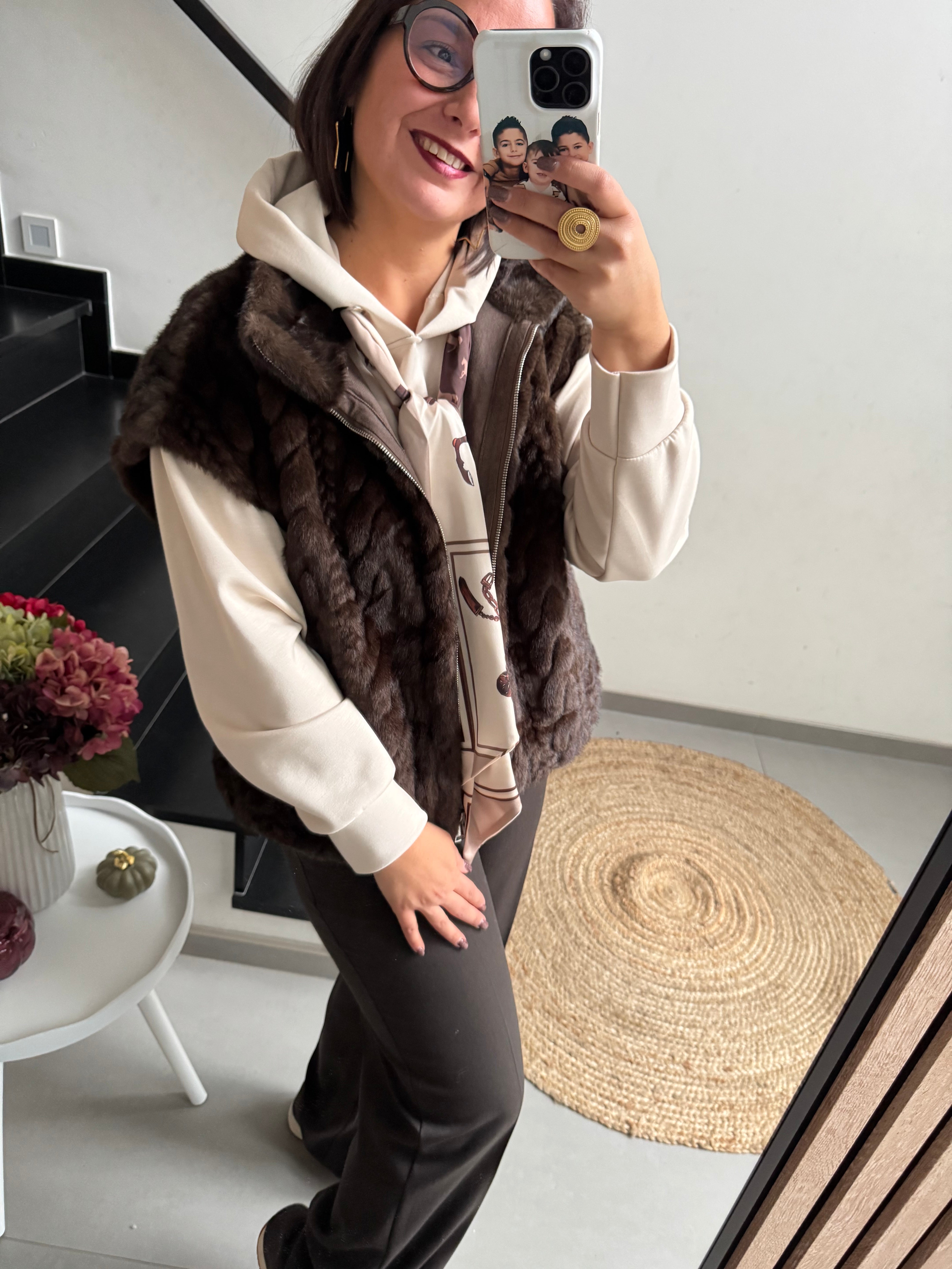 Veste sans manche Tania chocolat