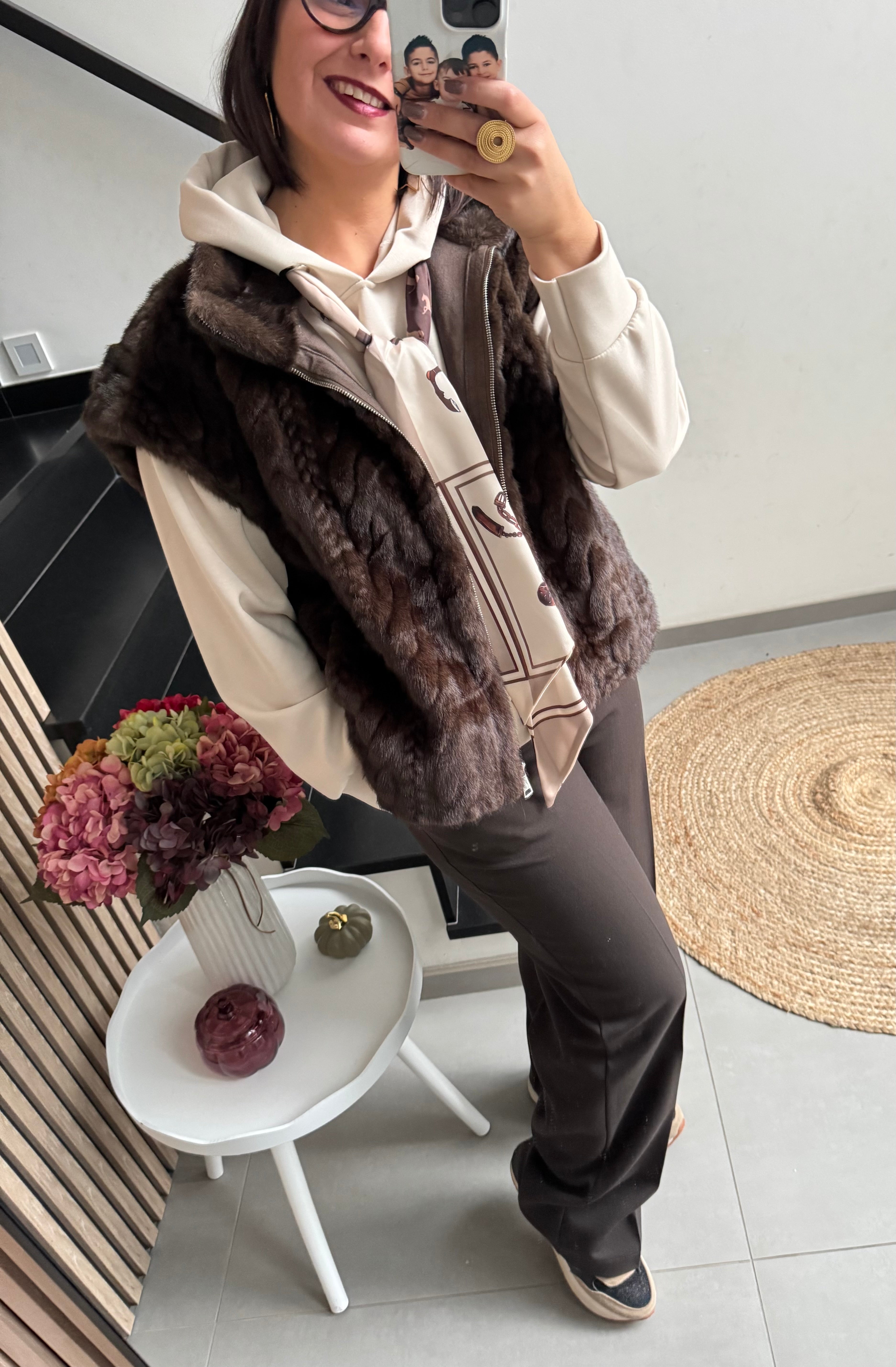 Veste sans manche Tania chocolat